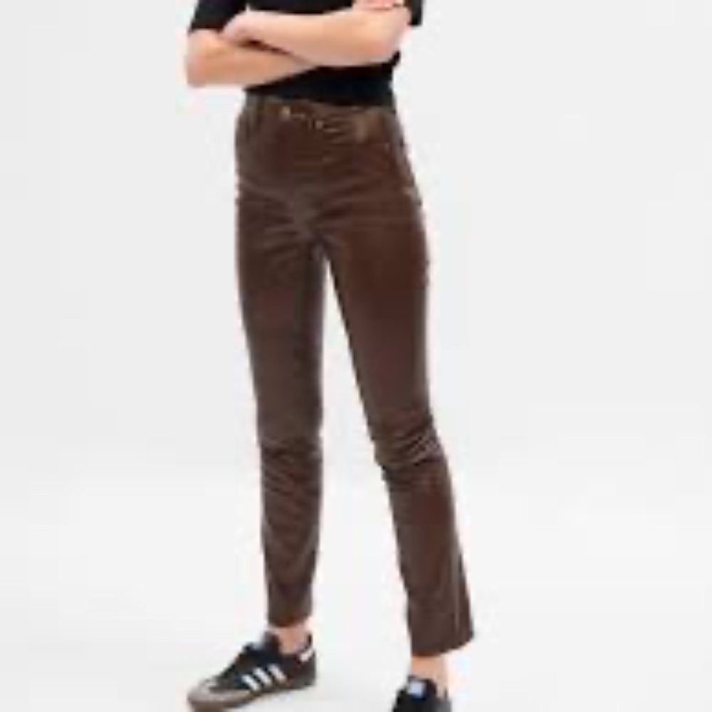 NEW brown faux-leather Vintage Slim high-rise pants Gap 31